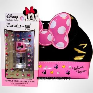Disney Minnie Mouse Pink Trim makeup/Travel Bag w/Minnie Decal Nail Kit